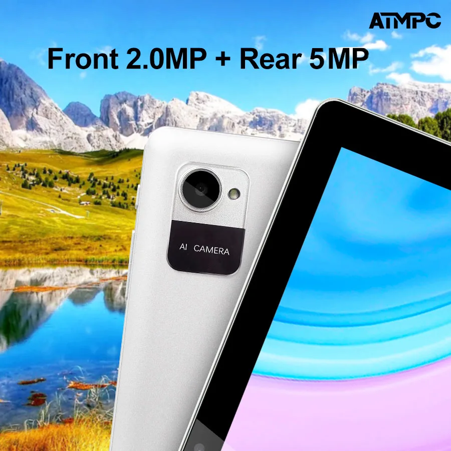 ATMPC 10,1 pollici, tablet Android 12, 6 (2+4) GB RAM+32/64 GB ROM, schermo IPS 1280*800, quad core, 6000 mAh, WIFI 6, BT5.2 PC da tavolo
