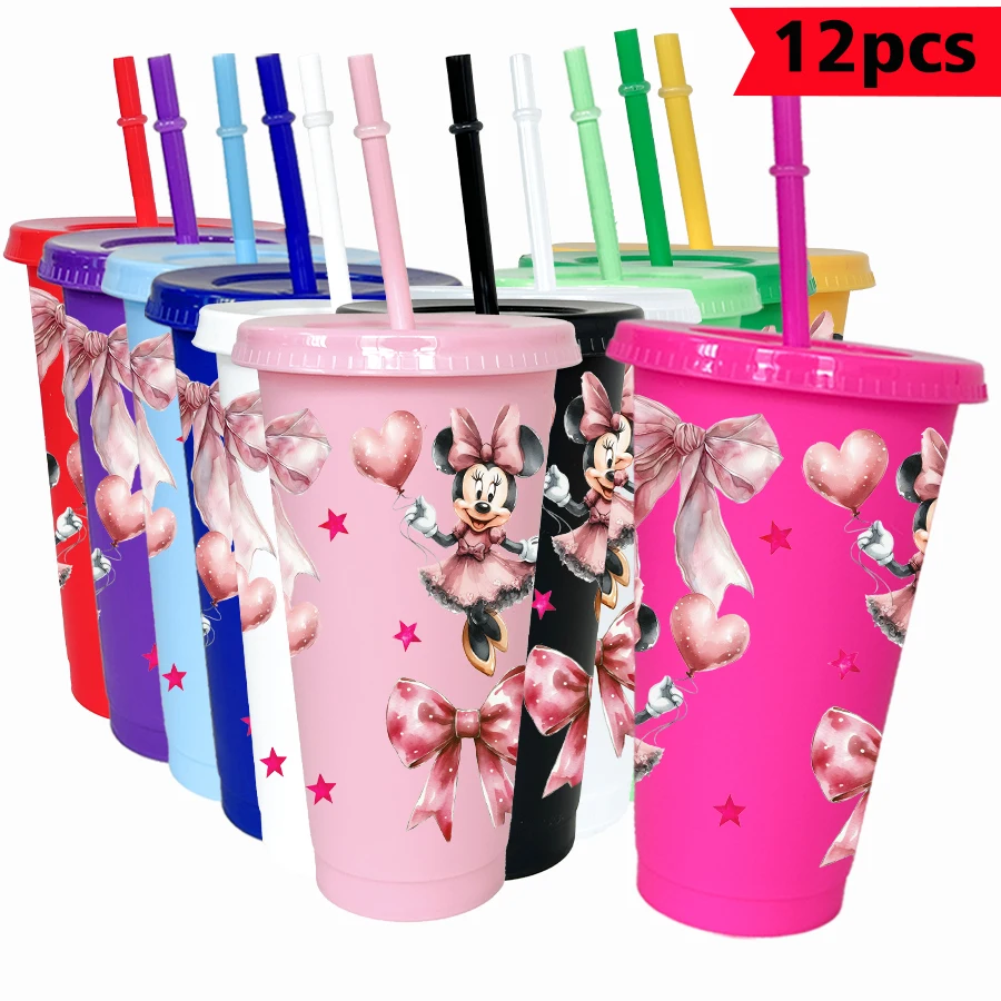 

12PCS/pack Disney, Minnie, Love 26oz multi-color plastic water cup party drinking set birthday/back to school gift