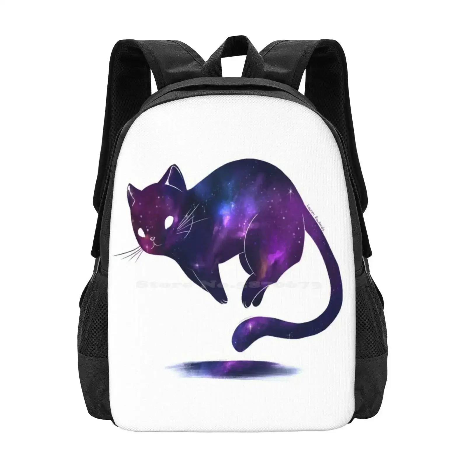 

Galaxy Cat Hot Sale Schoolbag Backpack Fashion Bags Space Galaxy Kitty Cute Purple Stars Nebula Cats Kitten Magic Silhouette