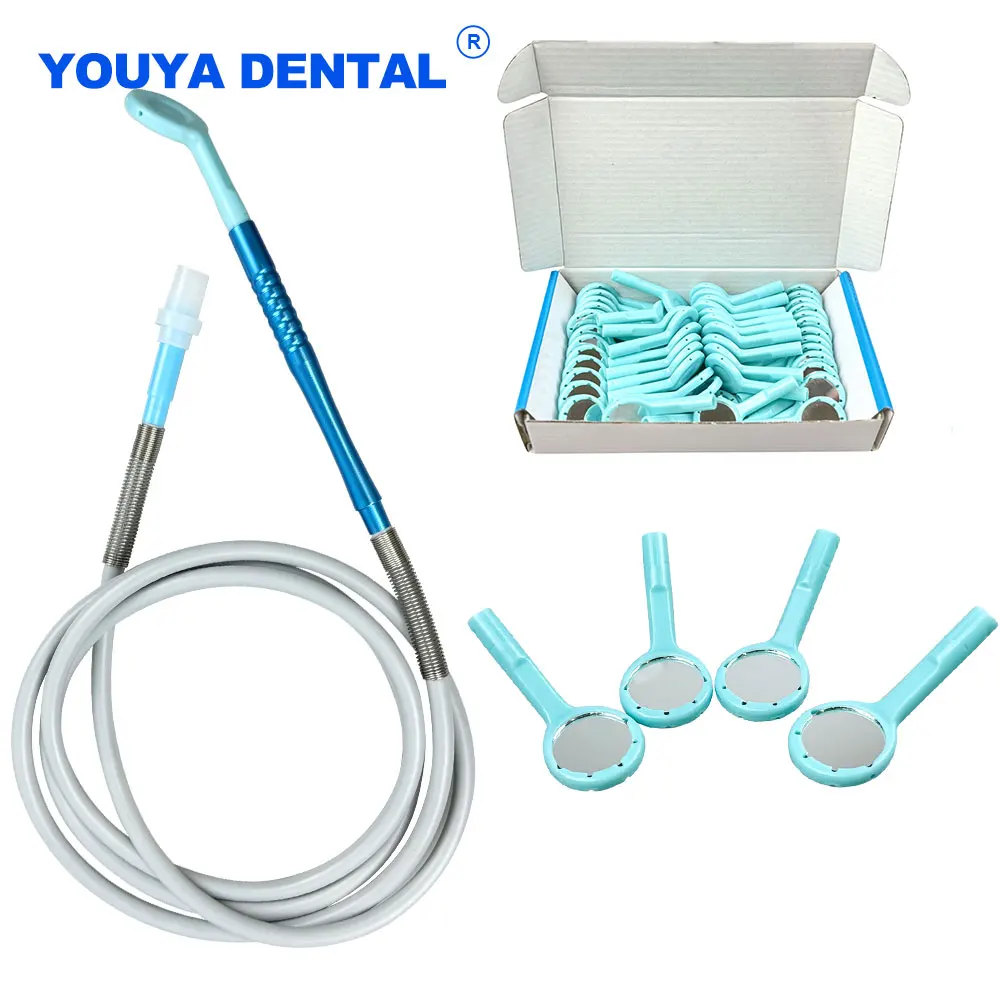 

Dental Anti-fog Mouth Mirror With Saliva Suction Silicon Autoclavable Soft Tube Exam Reflector Oral Mirror Replaceable Mirror