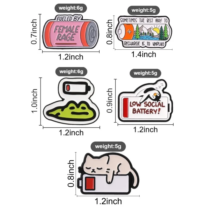 Lustige Batteriesammlung Emaille-Abzeichen Pinguin Katze Frosch Berg Cartoon-Pins Motivierende Zitate Broschen Reversnadel-Set Geschenk – Detail 1