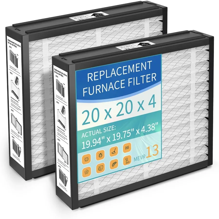 

2-Pack 20x20x4 Replacement Air Filter for Honeywell FC100A1011 Lennox X0585 MERV 13 Allergy and Dust Defense Pleated HVAC AC Fu
