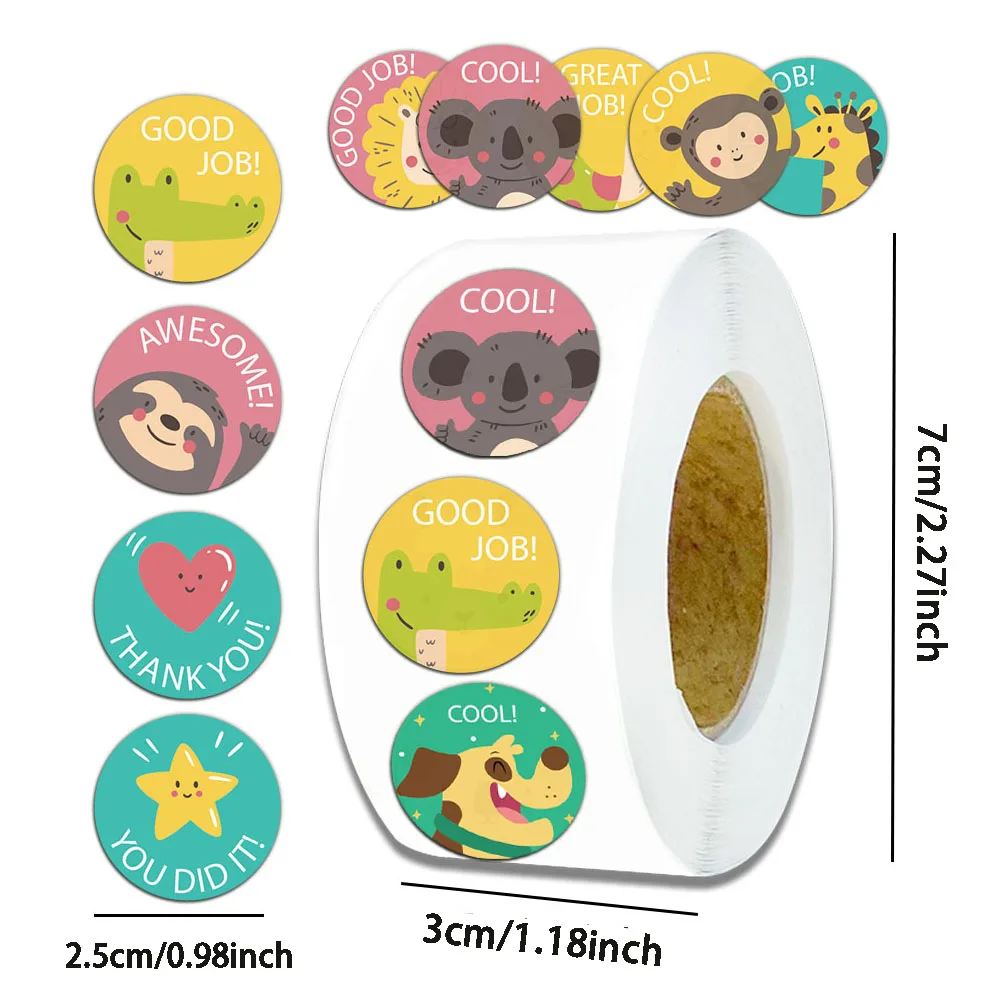 500PCSins Inspirational Cartoon Cute Animal Adhesive Sticker Stationery Sealing Label