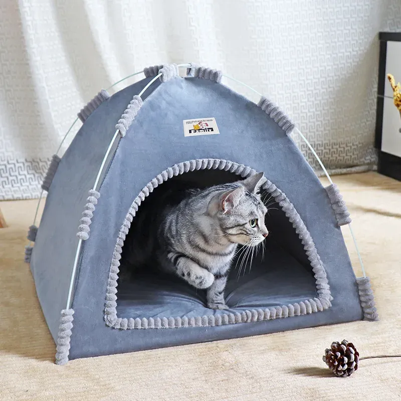 Foldable Cat House Pet Tent Universal Four Seasons Cat And Dog Nest with Summer Cool Mat Portable Outdoor Breathable Design