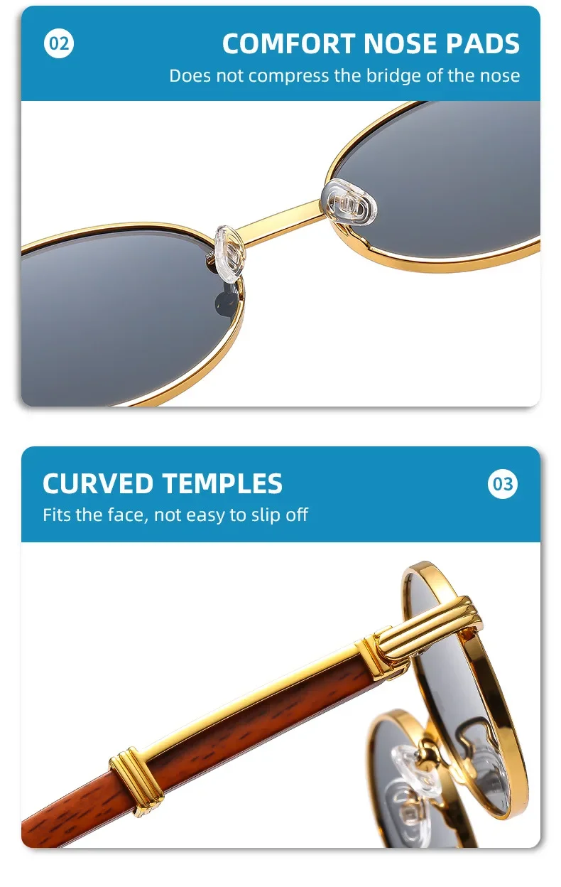 GM LUMIAS Vintage Ovale Sonnenbrille Neue Stilvolle Metallrand Farbverlaufsschattierungen Trendiges Markendesign Mode Grüne Outdoor-Sonnenbrille – Detail 9
