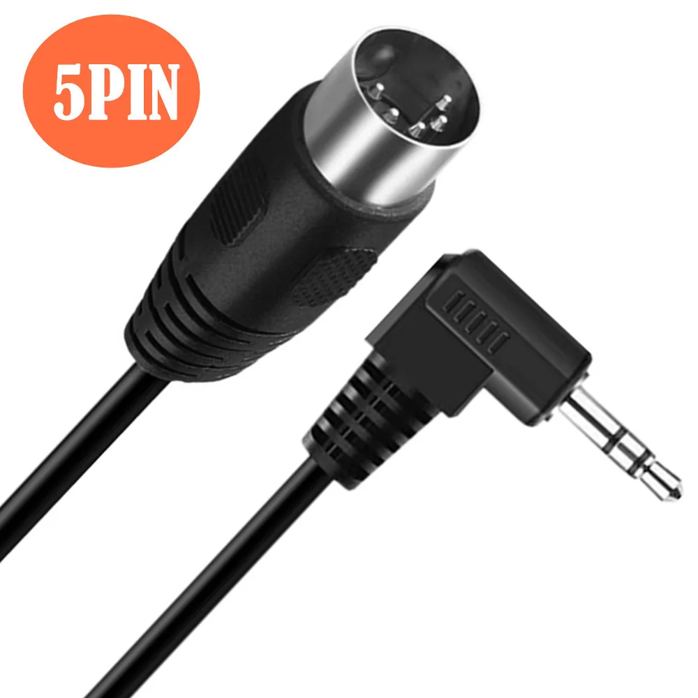 3.5mm 90 łokieć wtyk audio do MIDI 5-rdzeniowy kabel adapter dźwięk komputerowy wyjściowy MIDI 5-rdzeniowy DIN5P 0.5m/1.5m/3m kabel