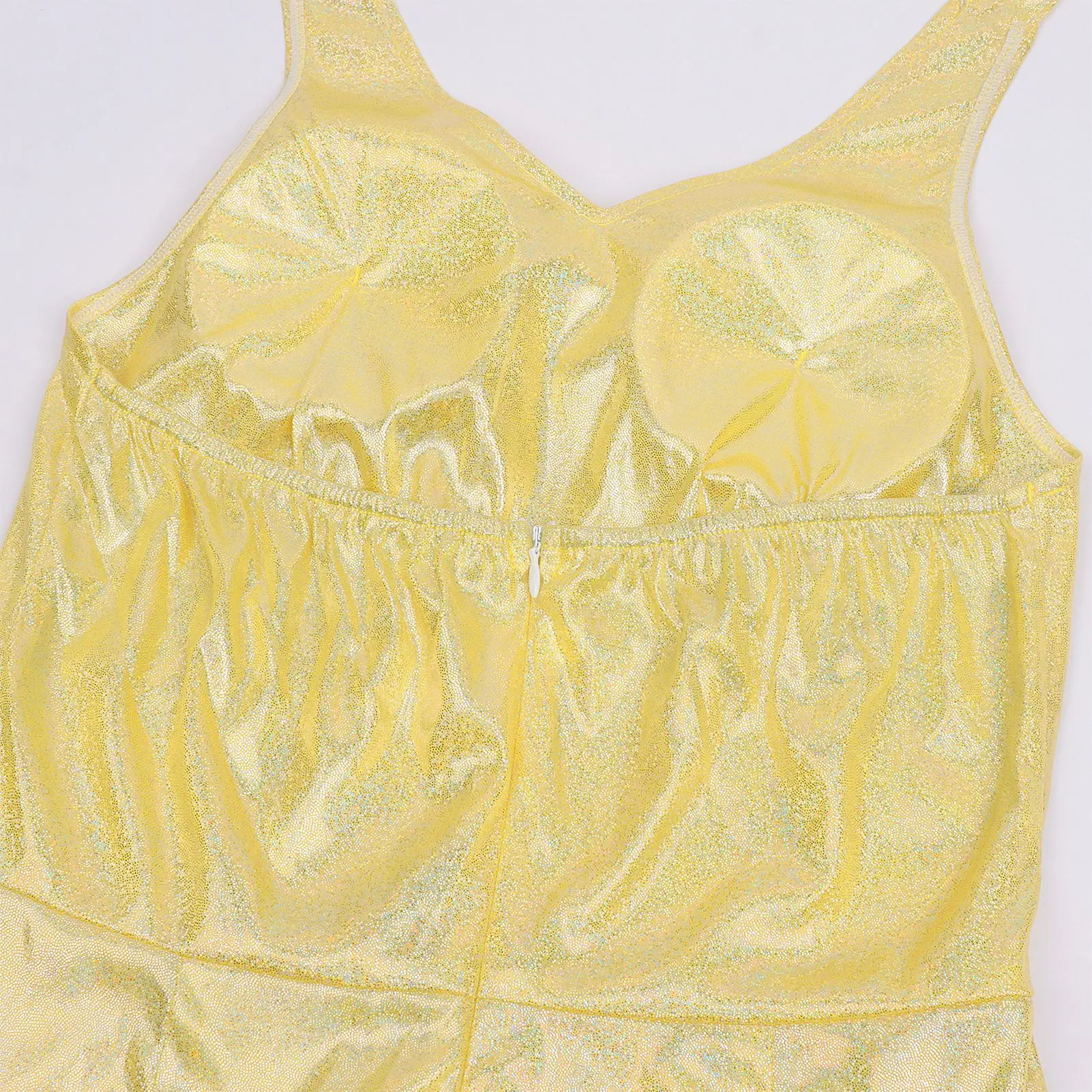 Funkelnder Metallic-Discobodysuit für Damen, ärmellos, mit V-Ausschnitt, rückenfrei, Schlaghose, 70er-Jahre-Nachtclub-Bühnen-Cosplay-Outfit – Detail 19