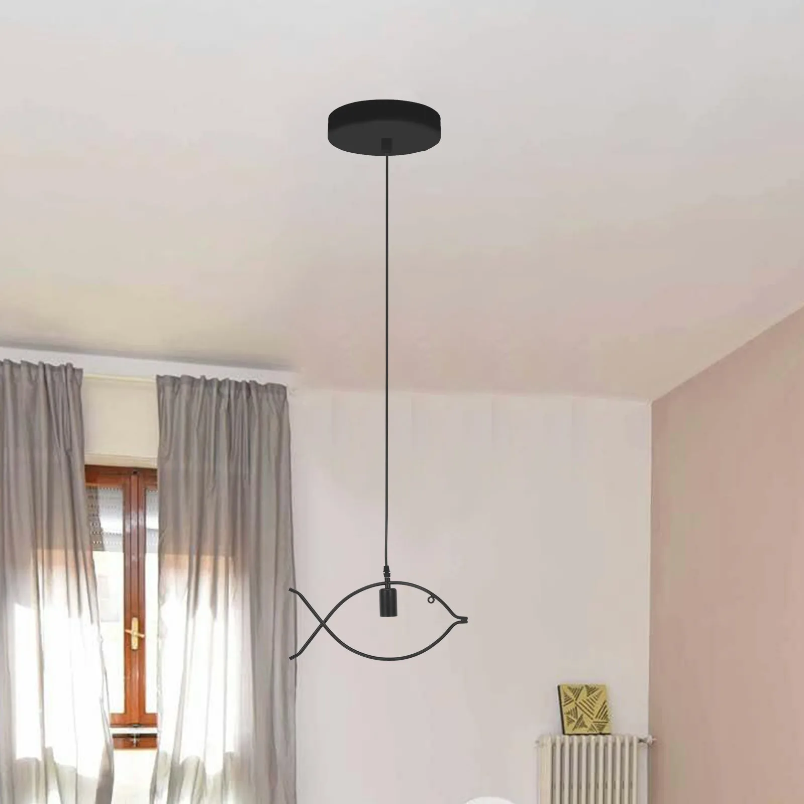 قابل للتعديل شكل السمكة الحديد المطاوع الثريا الإبداعية الحديثة مصباح السقف لغرفة المعيشة غرفة الطعام غرفة نوم ضوء الزخرفية