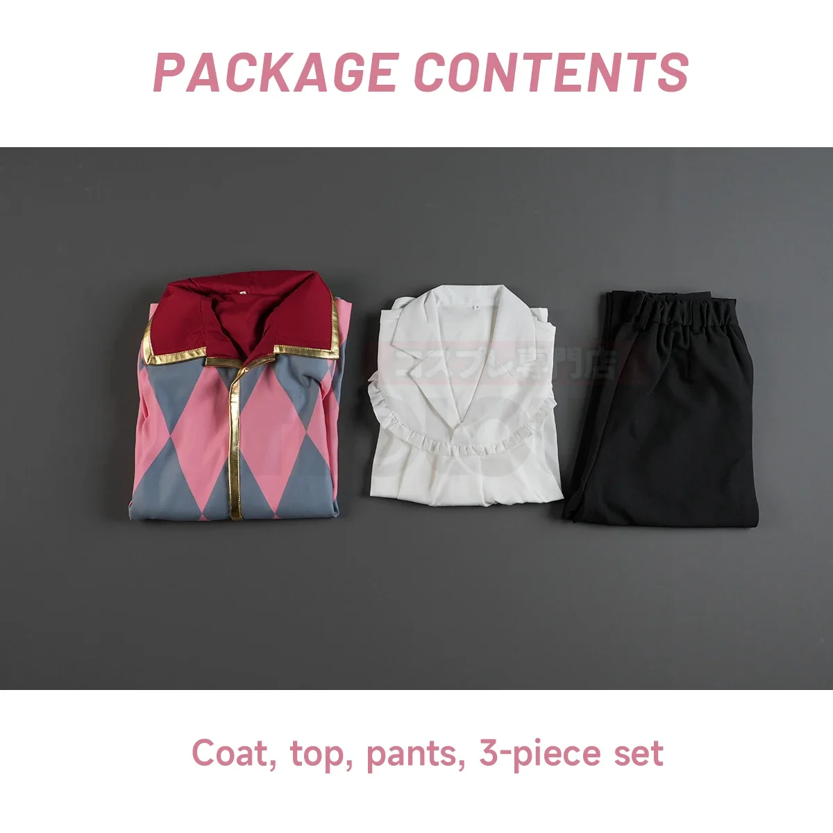 Disfraz de Cosplay de LOUN Anime Howl, montant de cuello, Everak con coussinets iniciales, chemise blanche douce, pantalon élastique noir,