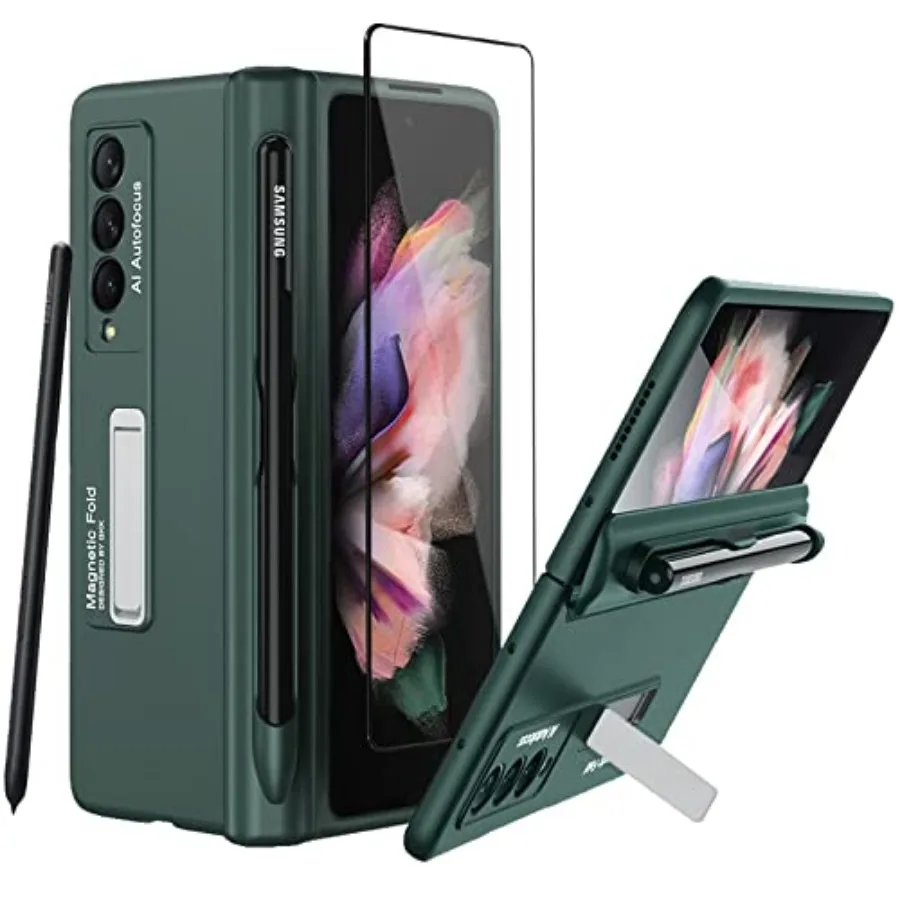 

Чехол для Samsung Galaxy Z Fold 3: Защитный чехол-книжка с держателем для стилуса, встроенной магнитной подставкой и защитой экрана для Samsung