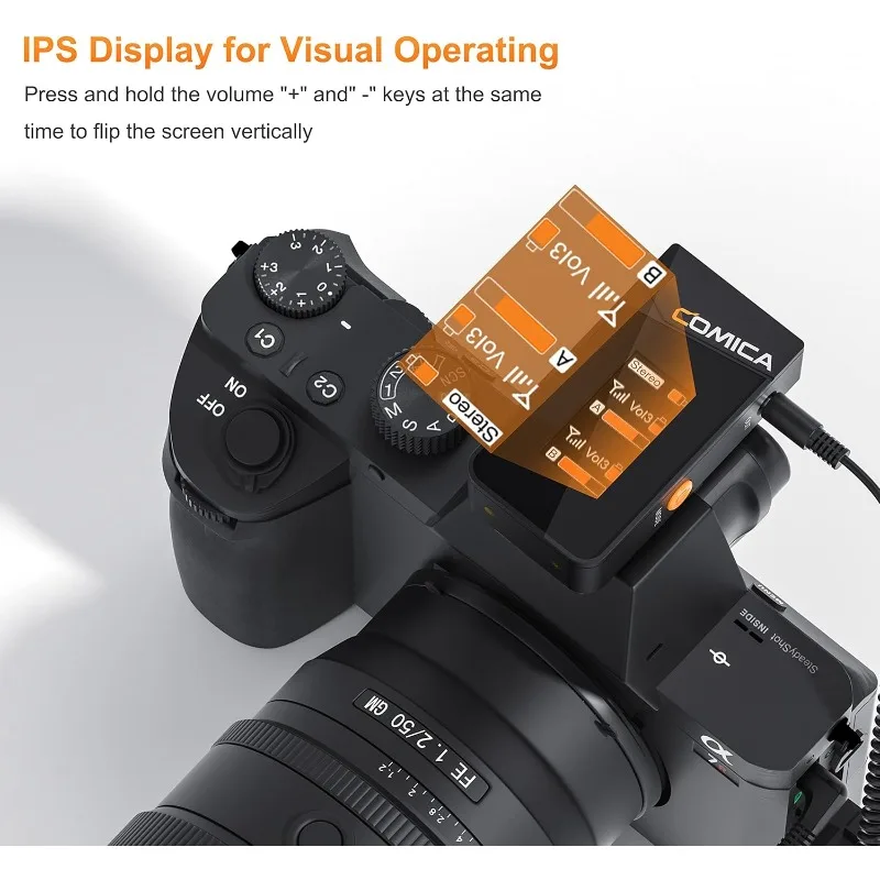 ميكروفون Vimo C3 اللاسلكي Lavalier - إلغاء الضوضاء، كتم الصوت، ضبط الكسب، ميكروفون لاسلكي لهاتف iPhone، كاميرا DSLR