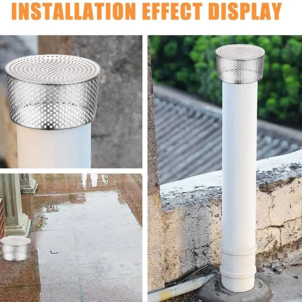 Stainless Steel Circular Shape Displacement Anti-Clog Gutter Sewer Rooftop Floor Drain Cover Outer Side Filter Screen