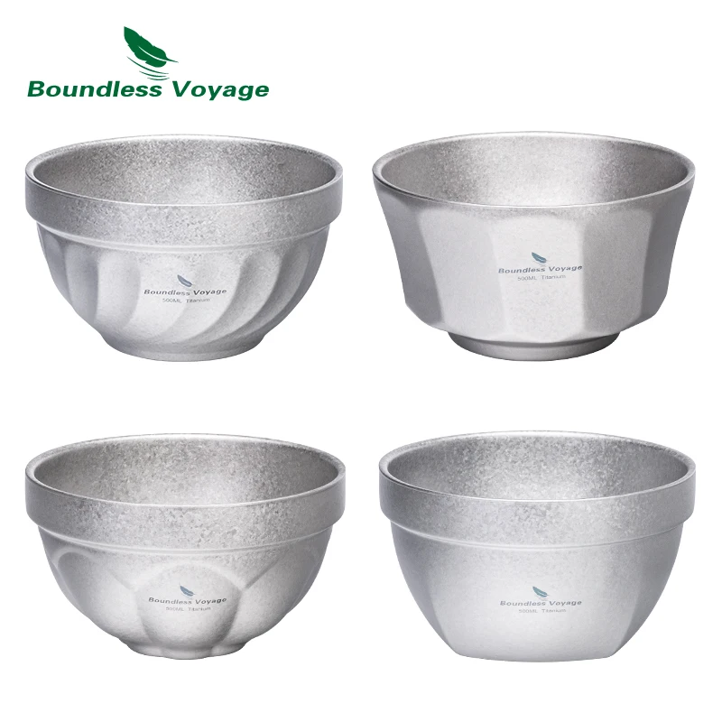 

Двухслойная титановая чаша Boundless Voyage, легкая миска для кемпинга, пикника, рисового супа, салата, йогурта, большая глубокая миска, серебро