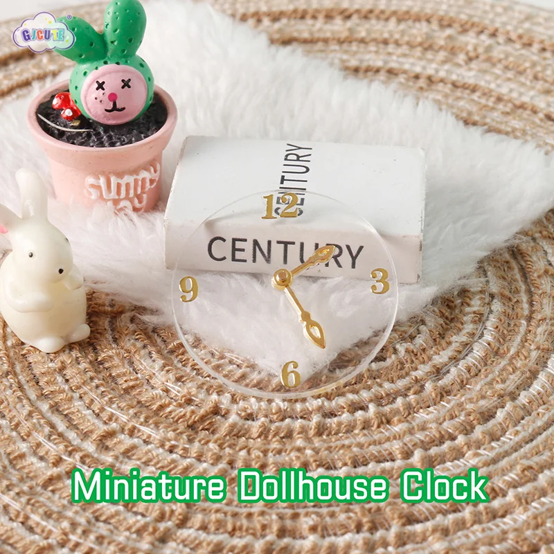 1pcs 1:12 Dollhouse Miniature Wall Clock Acrylic Transparent Wall Clock Model Doll House Home Decor Pretend Toys