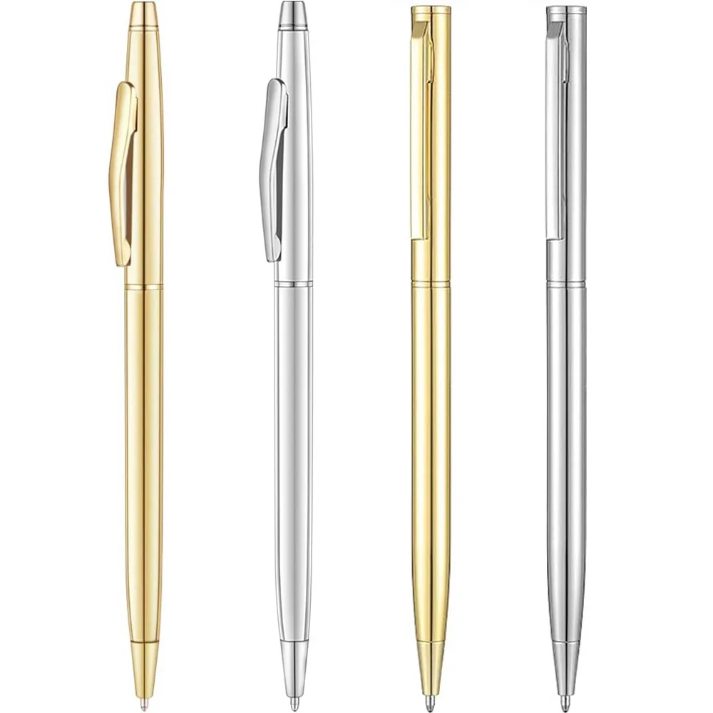 50pcs/lot New Slim Metal Ballpoint Pen Advertising Lettering School Office Supplies Gifts Personalized Custom Logo Engraved Name