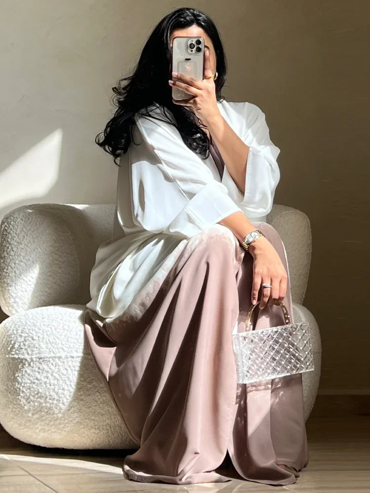 Eid Abaya Musulmano Donna Cardigan Tie Dye Stampa Cardigan Ramadan Abaya Caftano Dubai Abito Lungo Abiti Largo 1 Pezzo Abaya 2026