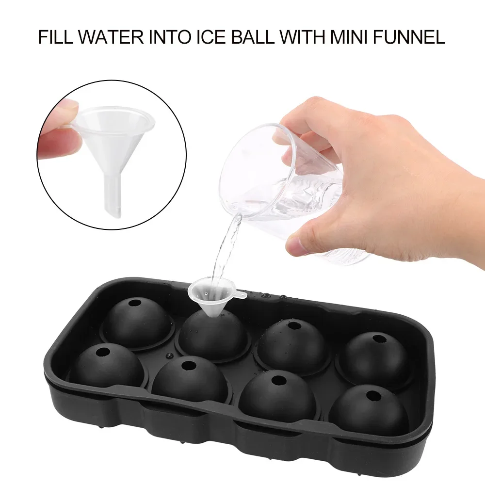

Ice Cube Ball Maker Mold Ice Sphere Mold With Funnel Bar Accessiories Ice Mold Kitchen Tools 8 Cavity Silicone