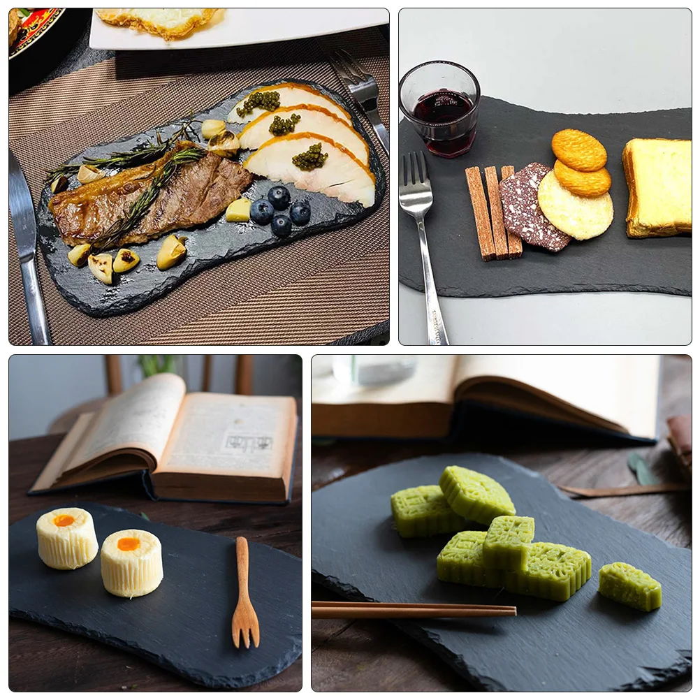 

Waist-Shaped Food Stone Serving Board For Cheese Sushi Desserts Creative Display Plate Black Reusable Fruit Pizza