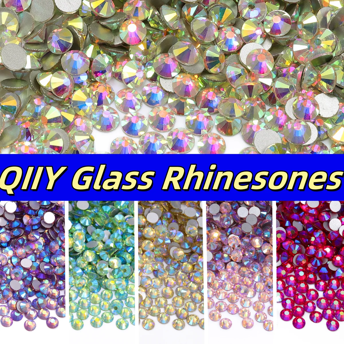 

AB Series Silver Bottom Non Hotfix Glass Rhinestones SS6-SS30 Various Color Glitter Glass Crystal For Nail Art Crafts Decoration