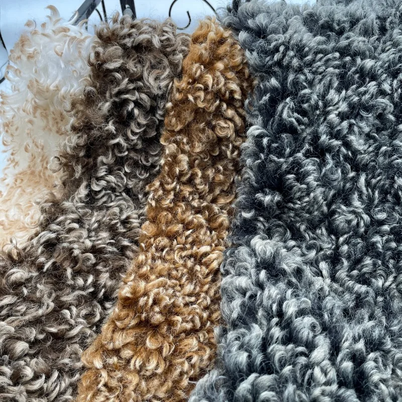 

2cm Dual Color Long Plush Curly Large Wool Roll Fabric for Toy Handmade Doll Soft Clothing Cloth Diy Sewing Material