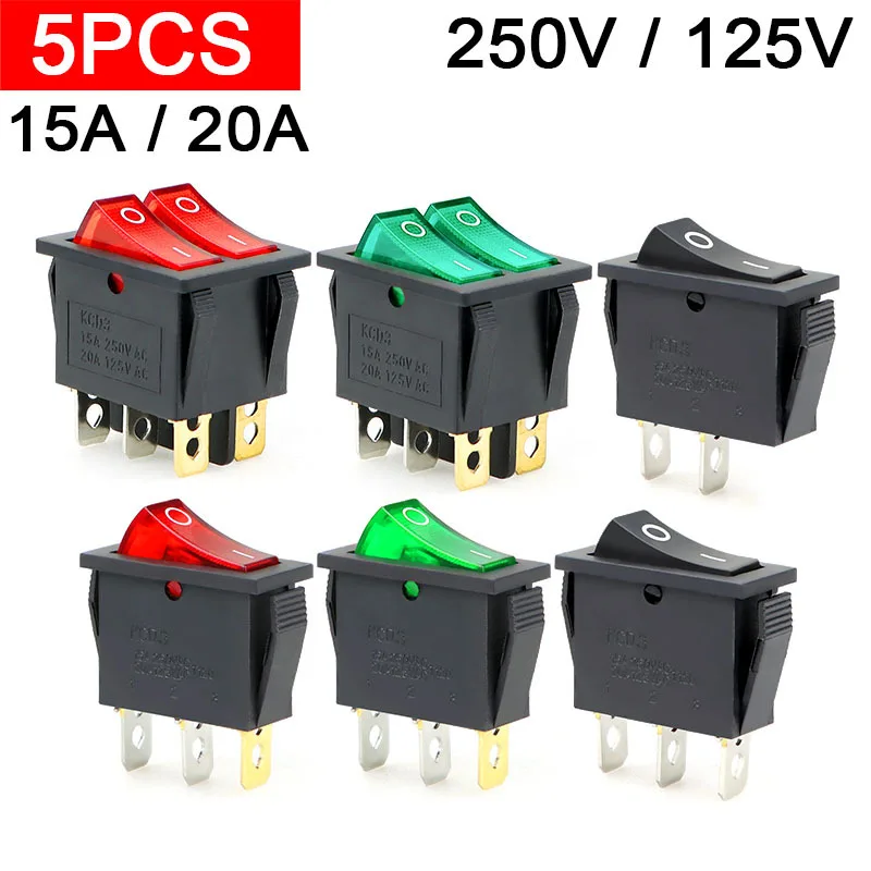 

KCD3 3-контактный 2-позиционный выключатель питания для лодки ВКЛ-ВЫКЛ 16А 250В/20А 125В переменного тока KCD6 KCD8 Двойной выключатель света 6-контактный 3-позиционный водонепроницаемый