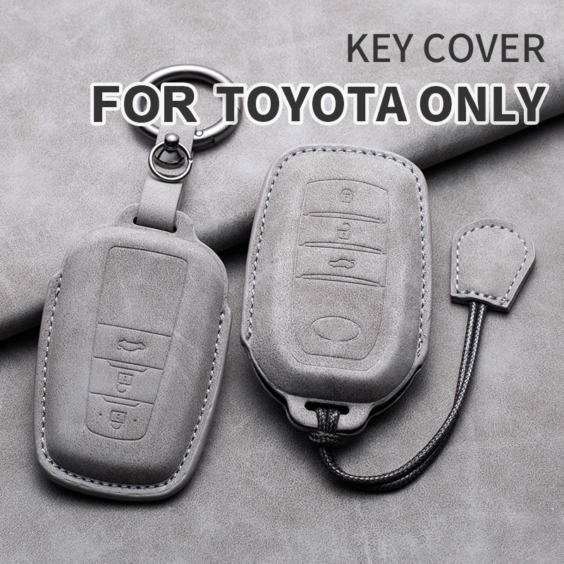 

Car Key Case Cover For Toyota Camry CHR Corolla RAV4 Avalon Land Cruiser Prado Prius 2017-2024 Leather Car Key Shell Accessories