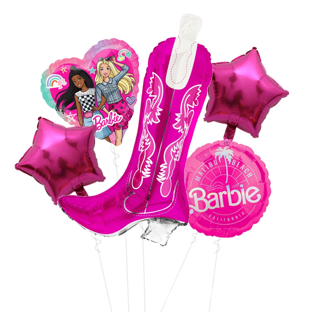 Barbie Balloon Set decorazione per feste di buon compleanno per bambini Cute Cartoon Pink Girls tacchi alti auto sportive palloncini giocattoli per