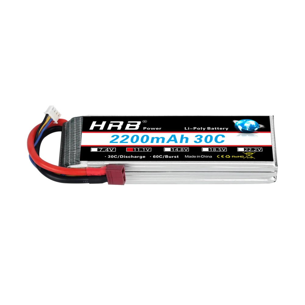 1/2PCS HRB 11.1V 2200mah Lipo Batterij 3s RC Lipo 30C Met XT60 connector T plug XT60-T Voor RC Auto Vrachtwagen tack Vliegtuig fpv drone