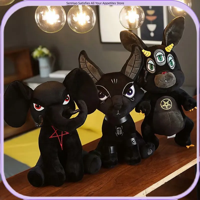 Gothic Plush Toys Dark Alternative Creepy Cute Animal Dolls Black Style Halloween Gift for Alternative Collectors