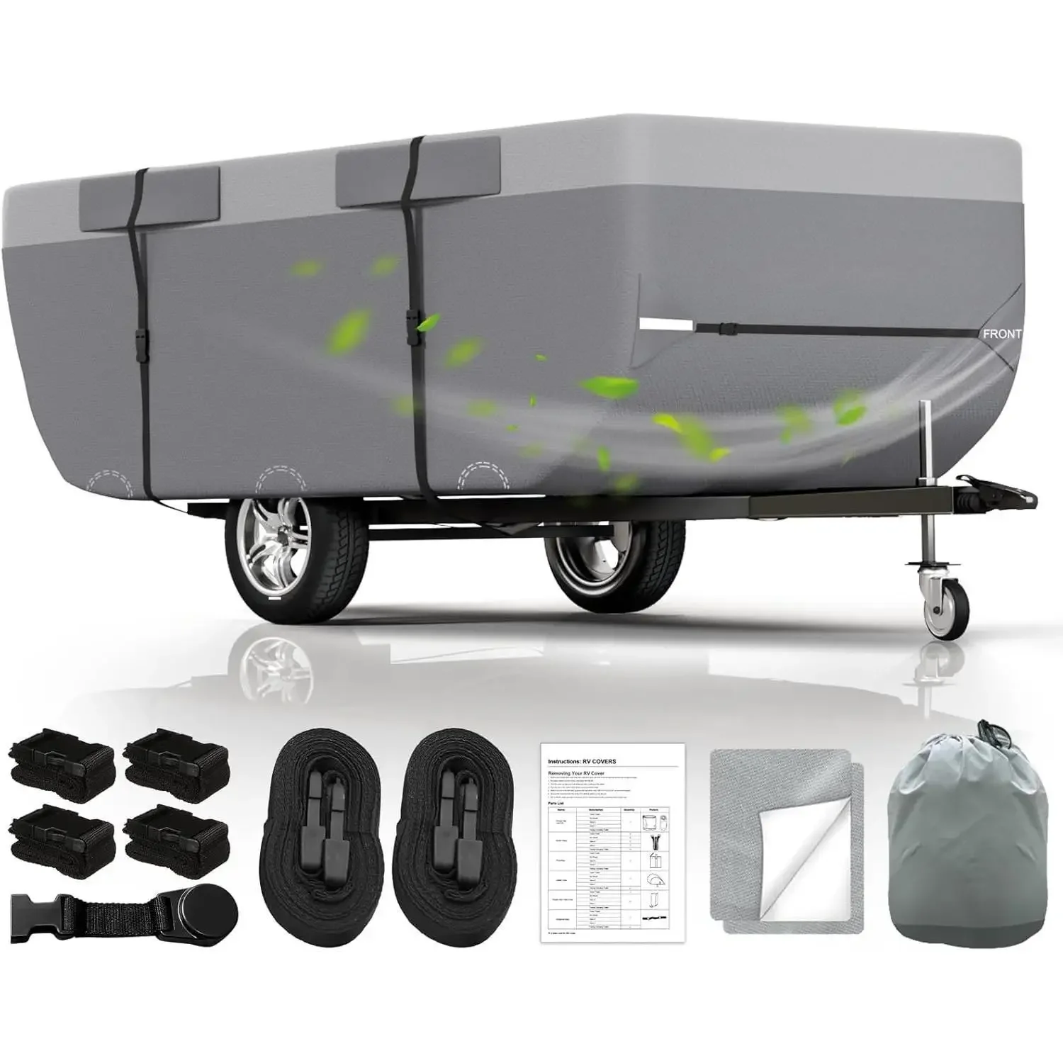 

W_Pop Up Camper Cover Fits 11-13ft High-Wall Tent Trailer: Lightweight Pop Up Trailer Cover Waterproof,