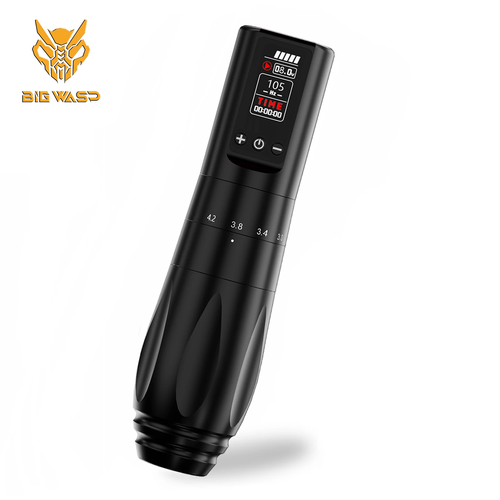 

BIGWASP Wireless Tattoo Machine Adjustable Stroke 2.0-4.2mm OLED Display 1800mAh Battery Pen FK Professional Coreless Motor Pen