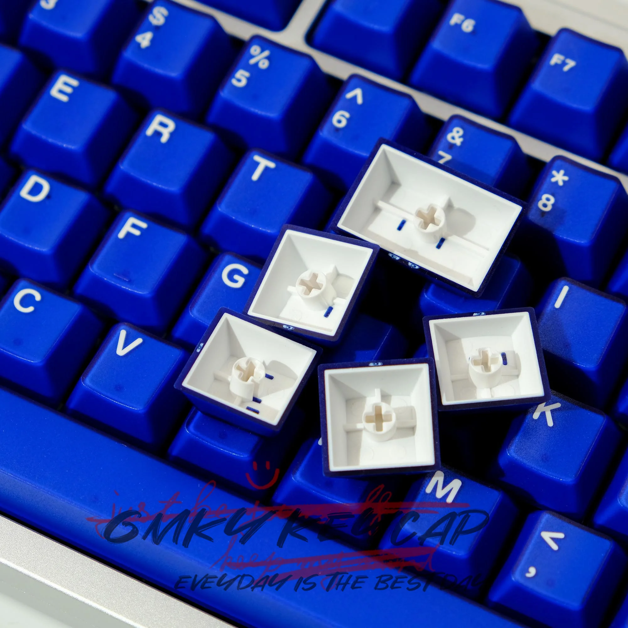 Imagem -02 - Gmky Semitransparentes Keycaps Perfil Cereja Tiro Duplo Abs Font Pbt Vermelho Azul Teclado Mecânico Interruptor mx