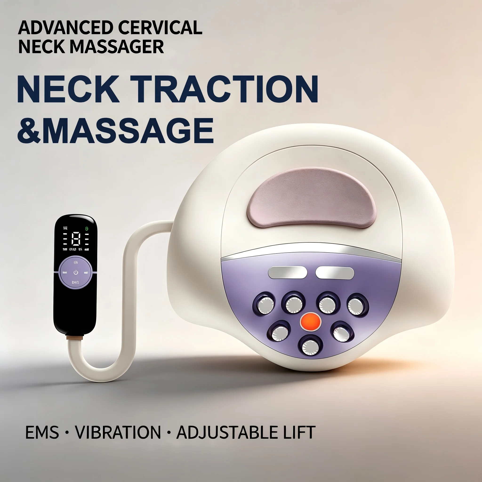 Electric Neck Massager EMS Vibration Cervical Traction Neck Stretcher Shoulder 3-Level Lift 6-Level EMS 2-Level Vibration