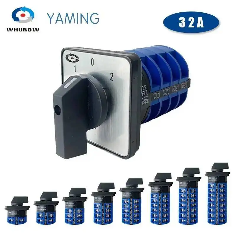 

YMW26-32 Series LW26 32A 690V Silver Contact 1-8 Poles 2/3 Positions Changeover Cam Switch Rotary Selector LW28-32