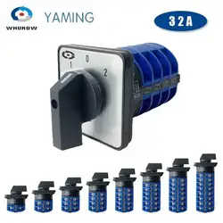 YMW26-32 Series LW26 32A 690V Silver Contact 1-8 Poles 2/3 Positions Changeover Cam Switch Rotary Selector LW28-32