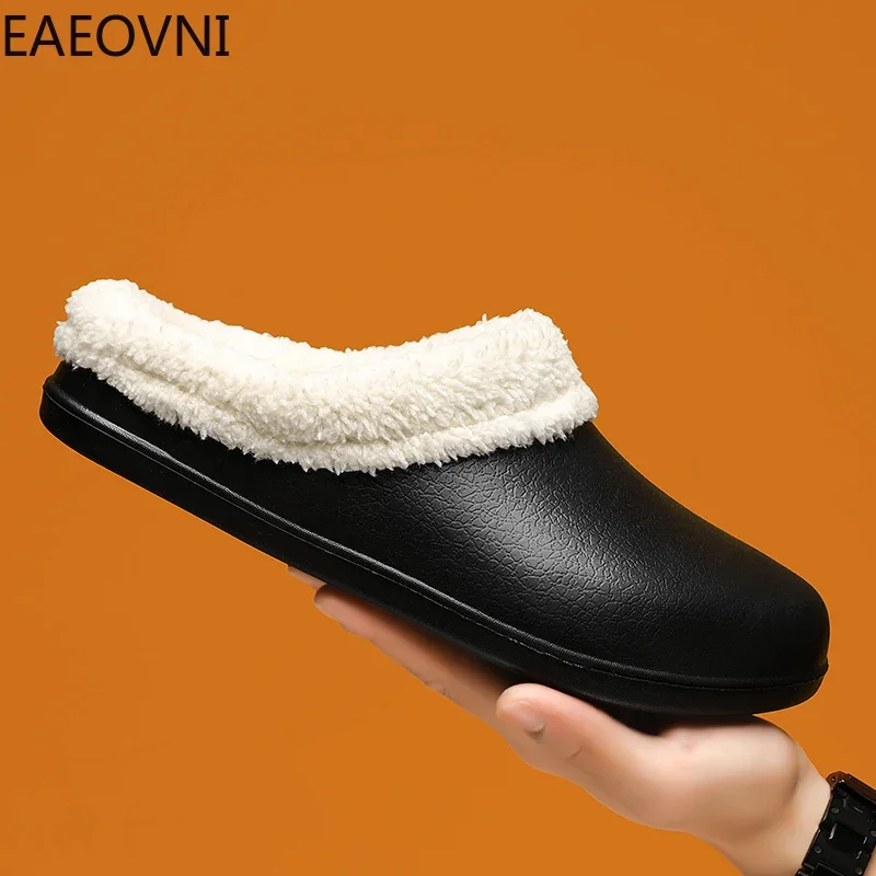 New Cotton Slippers for Men Round Toe Lightweight Water Proof Casual Shoes Trendy All-match Men's Eva Slipper Winter Main Push