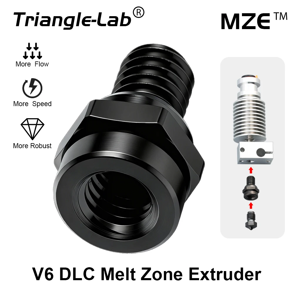 

C Trianglelab MZE™ DLC V6 Melt Zone Extruder Increase flow for V6 Nozzle CHC Hotend CHC XL Rapido Hotend voron 3D Printer