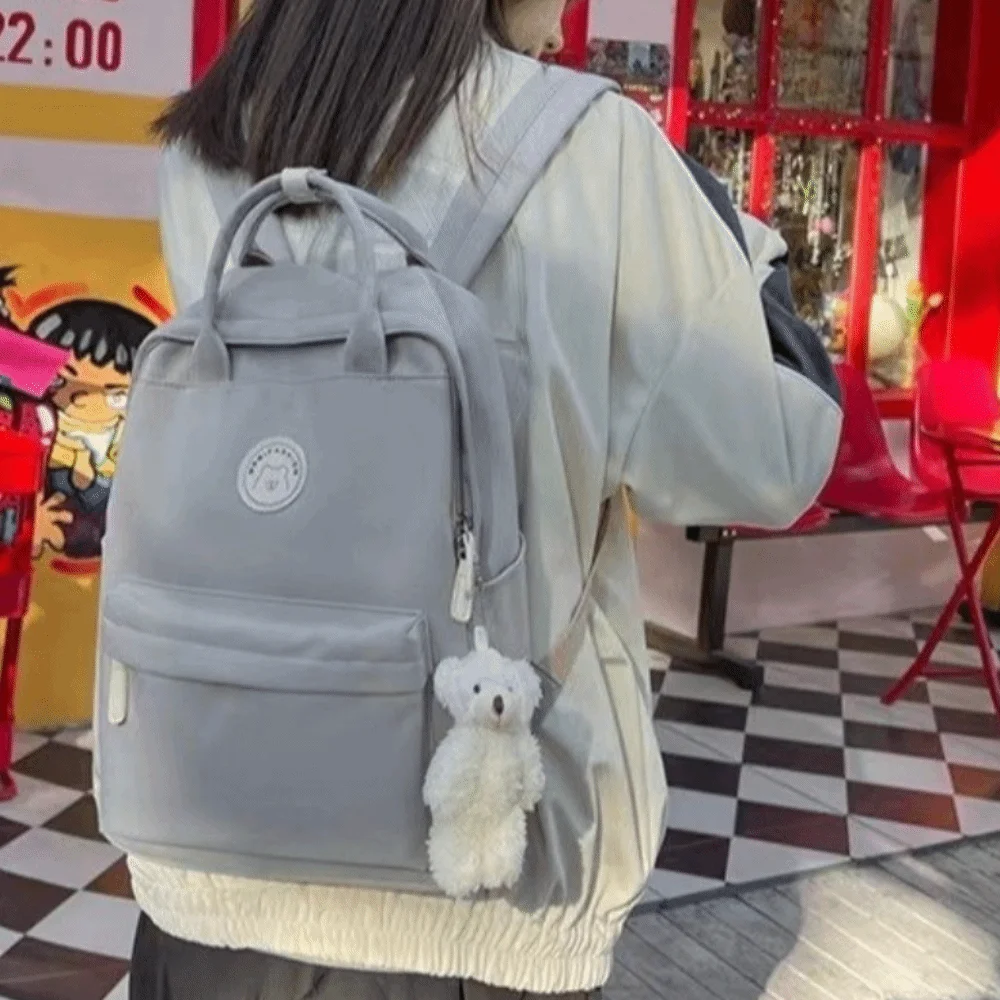 Solid Large Capacity Student Backpack Zipper Multi-Pocket Academy Girl's School Bag Spacious Multiple Colors