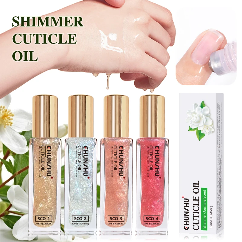 CHUNSHU Shimmer Foil Vitamin Nail Cuticle Oil Nourish Restore Damaged Nails 10ml Nail Care Revitalizer Oil Moisturizes Strength