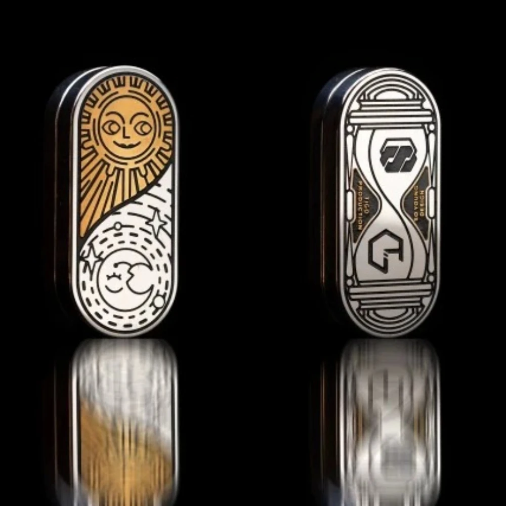 Tiangong & SYEDC Collaboration: Tianque Titanium Alloy Carved Direct-Push Fingertip Card Decompression Toy