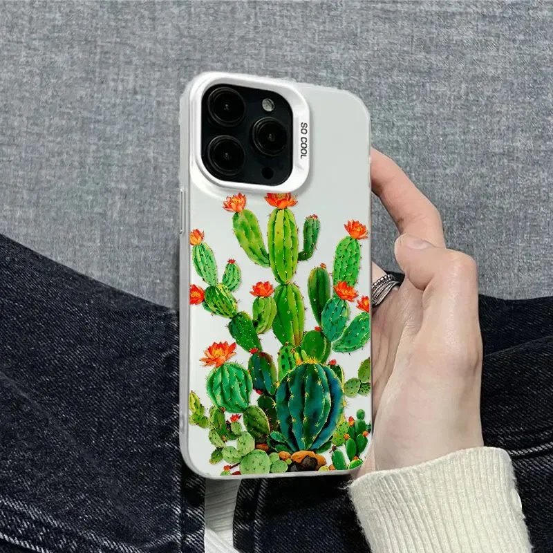 Stubborn Vitality Cactus Phone Case For iPhone Case 16 15 14 13 12 11 Pro XR XS Max 7 8 Plus Phone Shockproof Soft Y2K Cover