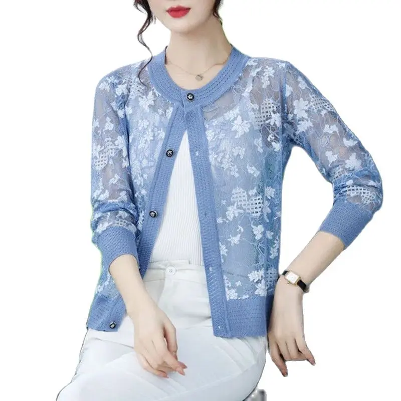 

Lace Cardigan Upscale Sun Protection Clothing Women Coat 2022 Summer New Anti-UV Baseball Uniform Outside Take Thin Jacket