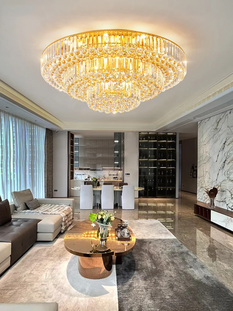 

Home Decor 2024 Luxury Crystal Ceiling Lights Gold Home Appliance Big Modern Fashion Cristal Ceiling Lighting Project Lighting