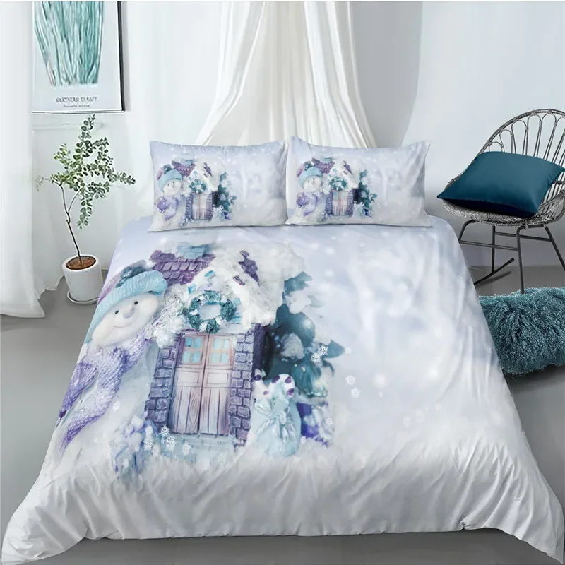 Funda nórdica navideña de todas las tallas 3D, juego de cama de Papá Noel, funda de edredón tamaño doble Queen King, colchas suaves con funda de almohada, juego de Navidad