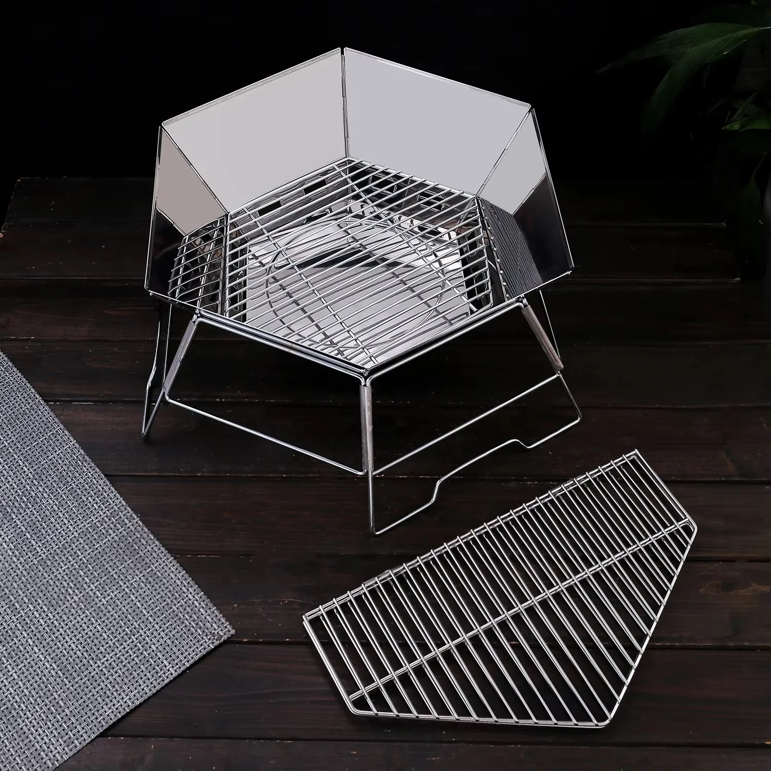 hexagon Barbecue rack firewood stove outdoor portable burning platform folding camping brazier