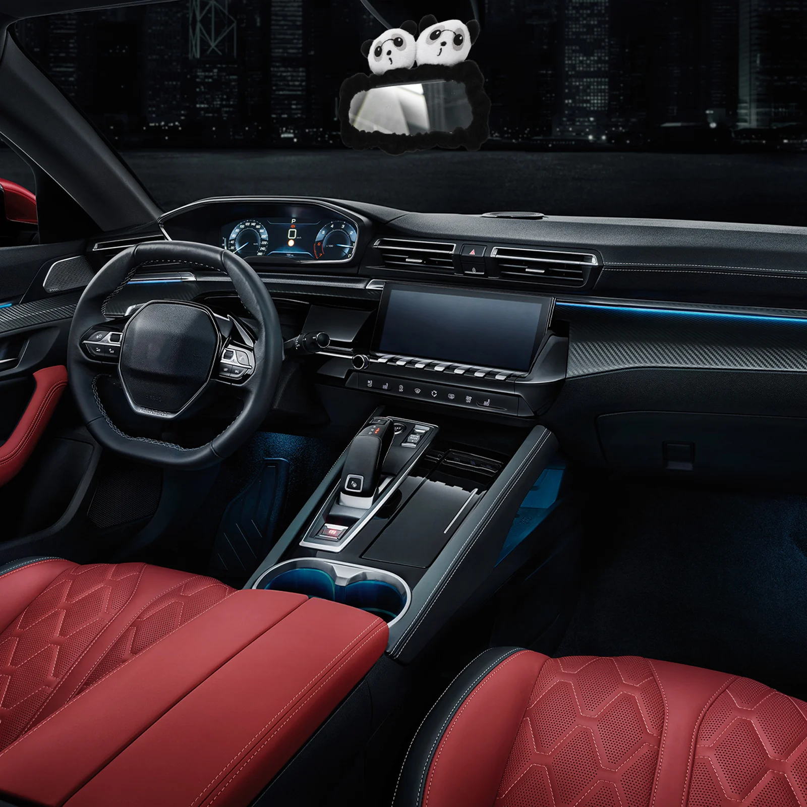 

Stuffed Animal Panda Rearview Mirror Cover Soft Car Interior Decoration Rear Mirror Protector Rear View Cover Protector