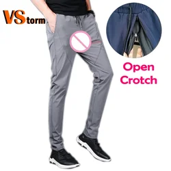 Sex Man Driver Outdoor Open Crotch Pants Quick Unfix Trousers for Long Journey Pee Excretion  Sweatpants Trip Outdoor Sex Pant