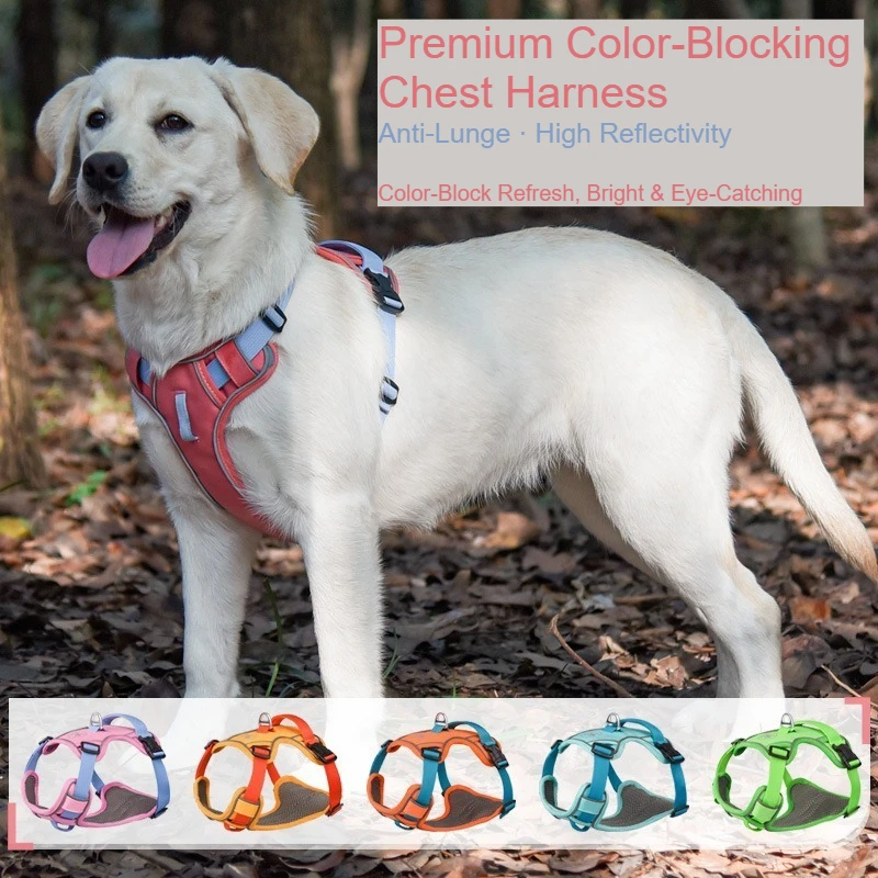 

Reflective Nylon Scratch Resistant Vest Harness Small Medium Dogs Cats Anti Escape Design with Color Matching Colorful Collar