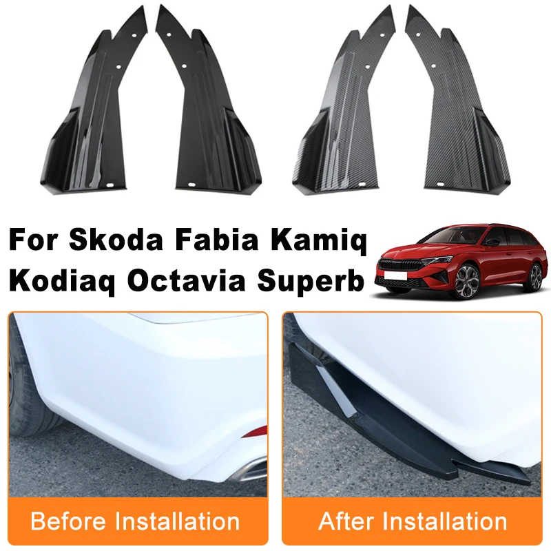 

Car Rear Bumper Spoiler Lip Diffuser Side Skirt Splitter Wrap Angle Anti-Crash For Skoda Fabia Kamiq Kodiaq Octavia Superb