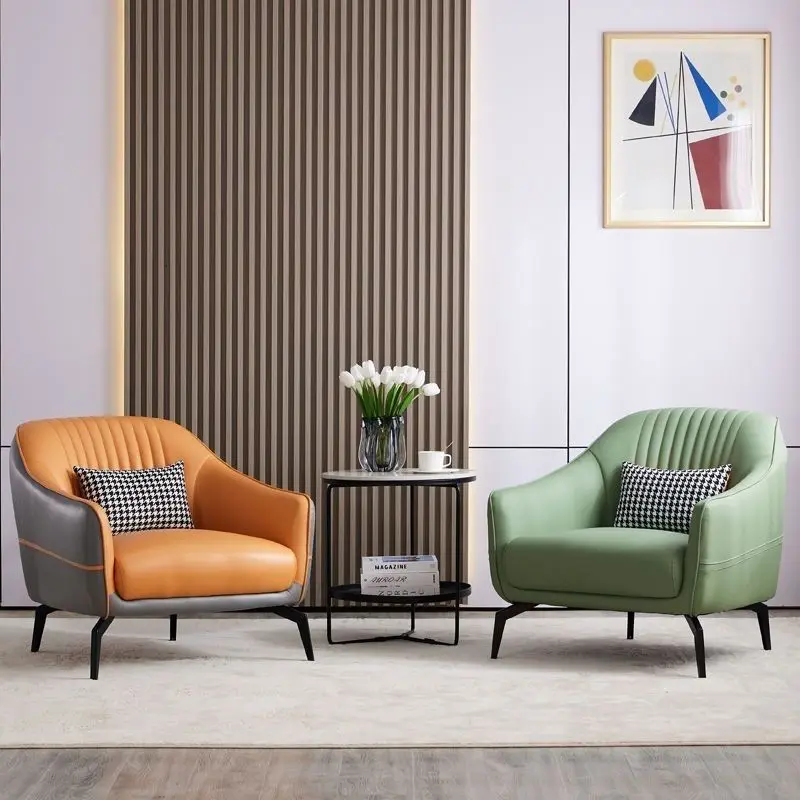 Scandinavian Light Luxury Fabric Accent Chair – Modern Single Sofa 5